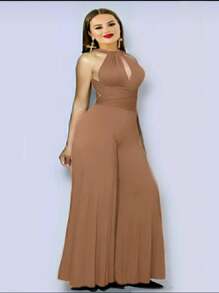 Palazzo mono elegante, tiras escote multiestilos (mil formas) - Marrón - Ver 1