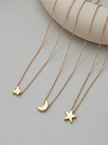 愛心掛飾項鍊 - 金黃色 - 查看 4