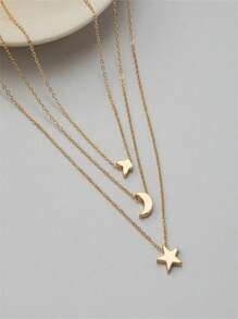 愛心掛飾項鍊 - 金黃色 - 查看 5