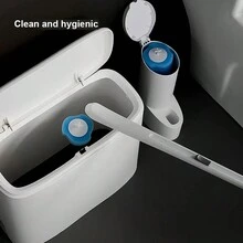 1件一次性马桶刷套装长柄清洁刷带可更换刷头含浓缩清洁液家用浴室马桶清洁套装带支架浴室配件套装 - 彩色 - 查看 4