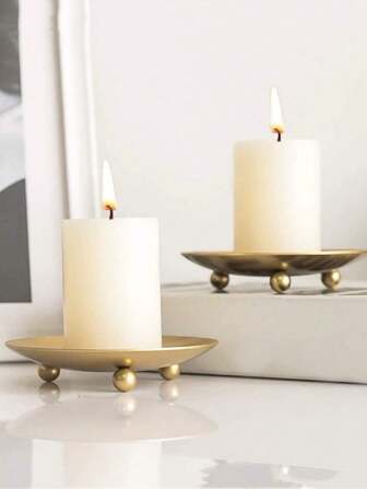 1 pieza Bandeja dorada portavelas decorativa, adecuada para el Ramadán, Pascua, Día de San Valentín, temporada de bodas, para velas LED y de cera, spa, baño, boda, decoración del hogar