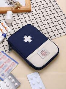 1 pièce Sac de médecine d''urgence extérieur étanche en nylon, sac de prévention des épidémies portable avec fermeture éclair en maille rouge, sac de rangement de médecine d''urgence de voyage, de camping, de ménage. Boîte à pilules, étui à pilules, organisateur de pilules, conteneur de pilules. Accessoires de voyage, organisateur de voyage, essentiels de voyage, sac de voyage. Trousse de premiers soins pour les vacances d''été, les vacances au collège, les croisières
