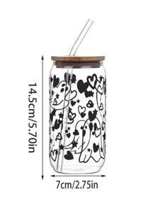 1pc Glass Cup With Straw, Creative Christmas Water Cup - Multicolor - View 11