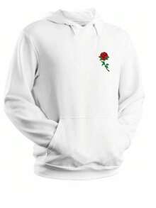 Women's Sweatshirt Pink Flower Cold Blouse Unisex Kangaroo Hood Flannel Pocket - trắng - Xem 1