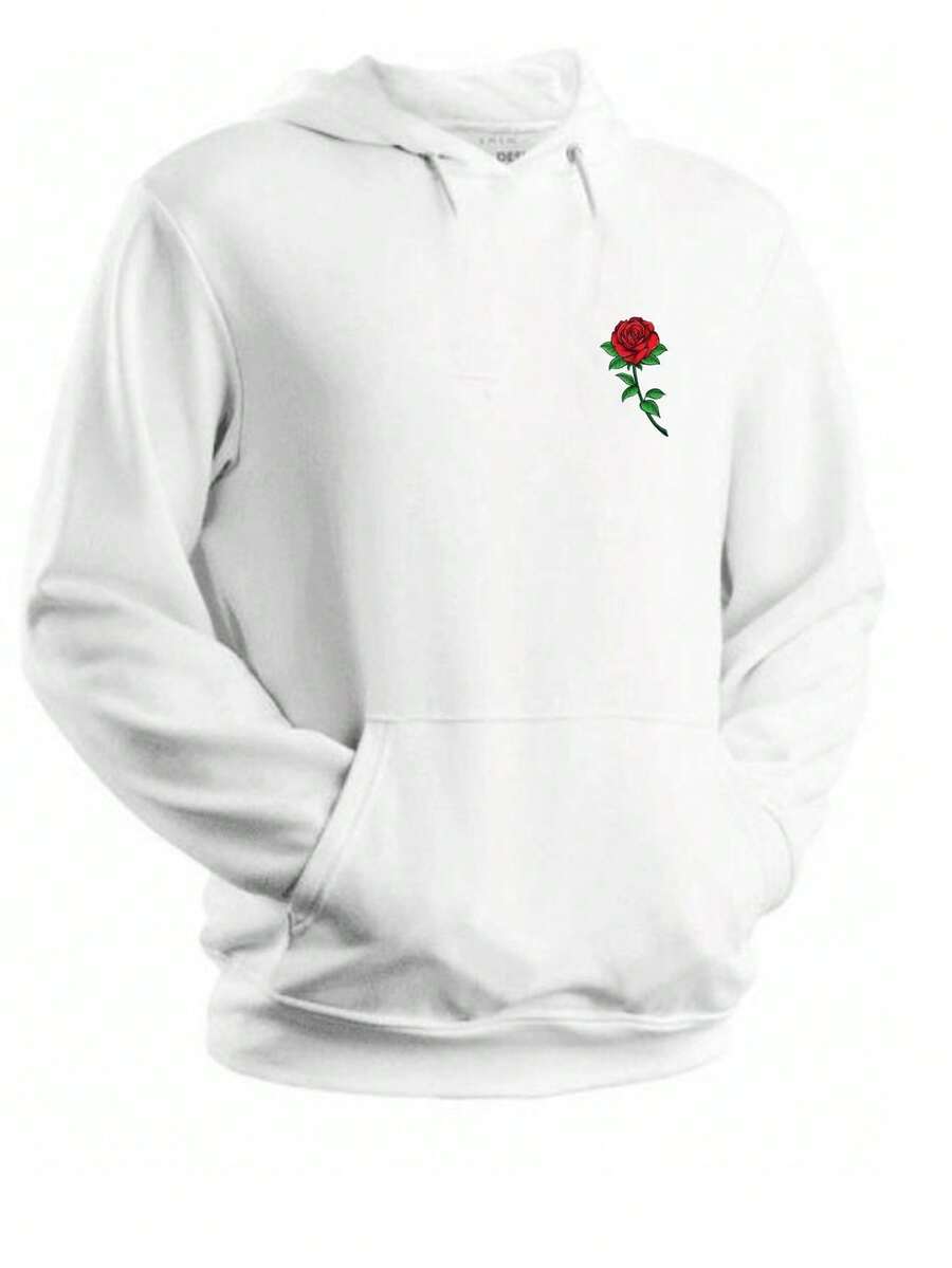 Women's Sweatshirt Pink Flower Cold Blouse Unisex Kangaroo Hood Flannel Pocket - trắng - Xem 1