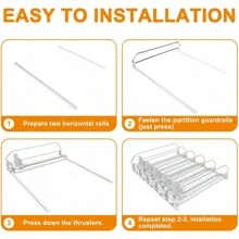 3/4/5 套饮料存储解决方案 - 易滑动推杆和螺旋桨系统、双层隔板和冰箱安全定位扣 - 非常适合苏打水罐和瓶子、厨房和办公桌整理 - 彩色 - 查看 7