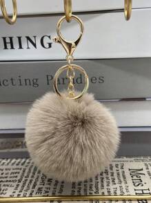 1pc Plush Pom Keychain Cute Soft Key Chain Ring Purse Bag Backpack Charm Car Pendant Earbud Case Cover Accessories Women Girls Gift Plush Keychain - Multicolor - View 23