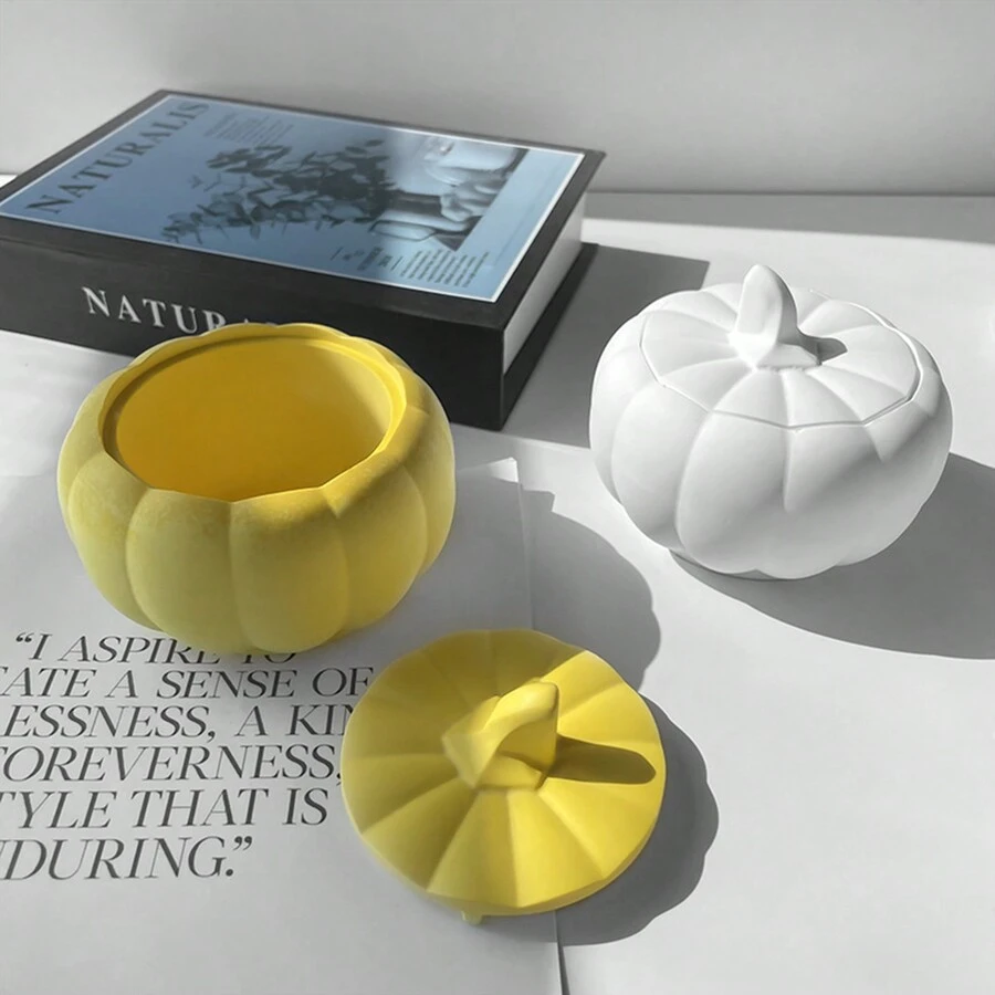 1 件 DIY 树脂模具硅胶南瓜罐模具，用于制作环氧树脂石膏南瓜储存容器、派对装饰