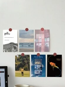 12pcs/Set (10pcs Decorative Cards + 2pcs Stickers) Vintage Style Decorative Posters, DIY Sticker Cards, Wall Decor Postcards - Multicolor - View 3