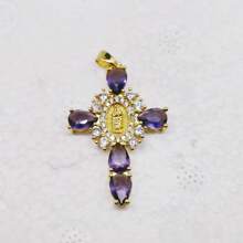 1pc 18K Gold Plated Copper Virgin Mary Cross Micro-Inlaid Rhinestones Pendant, DIY Bracelet, Necklace, Sweater Chain, Key Chain Accessories - Multicolor - View 19