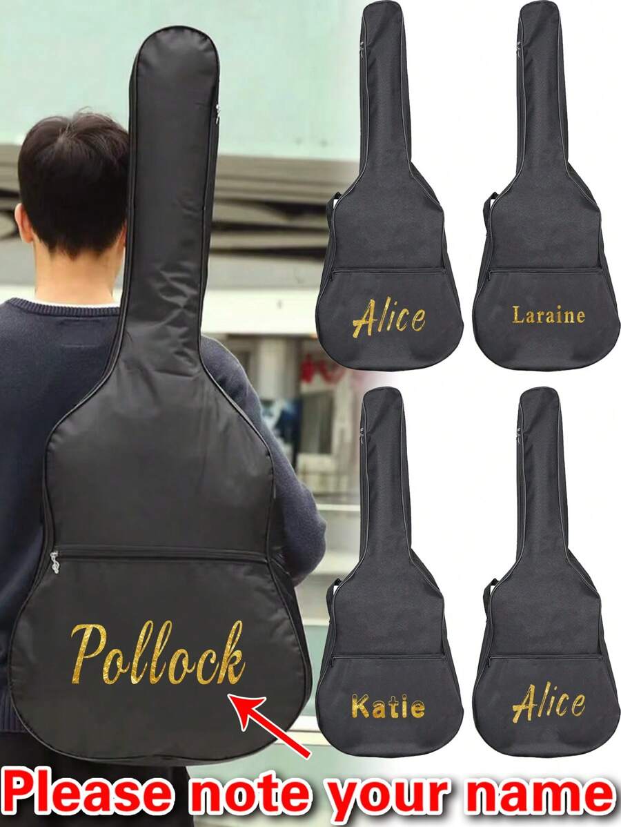 1pc Customized 31-41inch Guitar Bag Acoustic Guitar Case Personalized Custom Name In 4 Fonts Pattern Guitar Storage Bag Shoulder Bag Guitar Backpack Adjustable Shoulder Strap Guitar Case Double Straps Acoustic Guitar Gig Bag Gig Backpack Guitar Accessories, Portable, Multifunction, Large Capacity, Versatile, Practical, All-Purpose, Colorful, Vintage, Cute, Adorable, Contracted, Kawaii, Funny, Basics, Custom, Personalized, Unique, Customized, Girlfriend, Boyfriend, Family, Friends, For Outdoors/Outings/Travel/Hiking/Stadium/Sports/Climbing, For Business/Commute/Work/Office, Beach Bag, School Supplies, Back To School, School Gift, For Office, For School, For Classroom, For Teacher Gifts, For University, For Colleague, For Dorm Rooms, For Teacher, For Boys And Girls, For Teenagers, Junior High School Students, Middle School Students, High School Senior High School Students, College Students, University Students, Freshman, Sophomore, Underclassmen