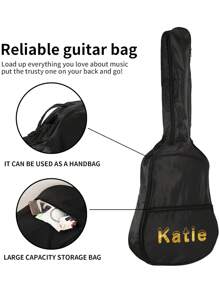 1pc Customized 31-41inch Guitar Bag Acoustic Guitar Case Personalized Custom Name In 4 Fonts Pattern Guitar Storage Bag Shoulder Bag Guitar Backpack Adjustable Shoulder Strap Guitar Case Double Straps Acoustic Guitar Gig Bag Gig Backpack Guitar Accessories, Portable, Multifunction, Large Capacity, Versatile, Practical, All-Purpose, Colorful, Vintage, Cute, Adorable, Contracted, Kawaii, Funny, Basics, Custom, Personalized, Unique, Customized, Girlfriend, Boyfriend, Family, Friends, For Outdoors/Outings/Travel/Hiking/Stadium/Sports/Climbing, For Business/Commute/Work/Office, Beach Bag, School Supplies, Back To School, School Gift, For Office, For School, For Classroom, For Teacher Gifts, For University, For Colleague, For Dorm Rooms, For Teacher, For Boys And Girls, For Teenagers, Junior High School Students, Middle School Students, High School Senior High School Students, College Students, University Students, Freshman, Sophomore, Underclassmen