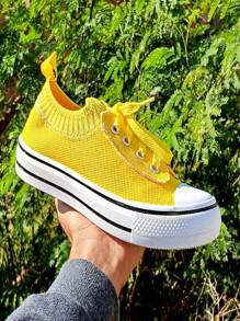 Women's Casual Sock Sneakers Easy To Wear Walking Gym Soft And Light Tennis Shoes - Màu vàng - Xem 1