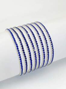 8pcs/10pcs/20pcs/30pcs Rhinestone Beaded Elastic Tennis Bracelet For Women, Fashionable & Versatile, Full Color Options - Elastic Bracelet - View 14