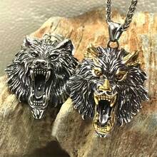 朋克维京狼头项链 复古北欧奥丁狼吊坠护身符 男士饰品 - 項鍊 - 查看 5