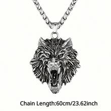 朋克维京狼头项链 复古北欧奥丁狼吊坠护身符 男士饰品 - 項鍊 - 查看 2