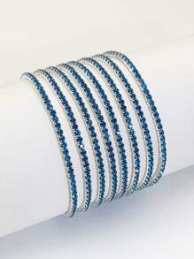 8pcs/10pcs/20pcs/30pcs Rhinestone Beaded Elastic Tennis Bracelet For Women, Fashionable & Versatile, Full Color Options - Elastic Bracelet - View 19