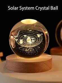 1 件创意银河水晶球发光星空装饰灯家居装饰品礼物赠情侣、女友 - 暖色 - 查看 2