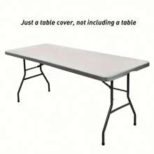 1 pièce de housse de table ajustée à moitié, nappe rectangulaire en polyester, options de couleurs multiples, ajustement élastique et ajusté, convient pour les tables pliantes de 4/6/8 pieds, lavable pour le pique-nique, le camping, l'intérieur et l'extérieur