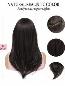 Toppers tóc 19Inch dành cho phụ nữ có mái tóc mỏng, Bán chạy Topper tóc có độ che phủ lớn 6,5x6,5 inch Toppers tóc tổng hợp dành cho tóc mỏng Toppers tóc màu nâu sô cô la Tóc miếng cho phụ nữ - Nâu đen - Xem 7