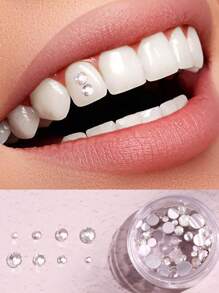 50pcs/Set Luxury Shiny White Dental Rhinestones In Assorted Sizes 2mm-5mm For Women, Tooth Gems - Multicolor - View 12