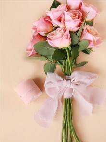 3/1 rollos, cinta de seda de gasa con borlas hecha a mano, cinta de raso rosa, crema, color arena, roja, para juego de invitaciones de boda, ramo de novia, embalaje de regalo, artesanía DIY de lazos, decoración de fiesta, embalaje de caja de regalo - Multicolor - Ver 8