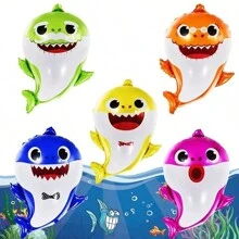9pcs/5pcs 5 Designs Shark Family 18-Inch Happy Birthday Foil Balloon Oceanic Theme Party Decorative Balloon Set,