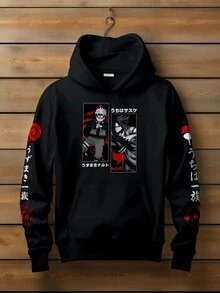 Kakashi Uzumaki And Sasuke Uchiha Cloud Print Kangaroo Sweatshirt - màu đen - Xem 2
