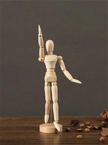 1 pièce Mannequin articulé en bois, figurine de dessin de croquis d'artiste mobile, décoration de bureau pour robot DIY posable, décoration de robot, figurines de jouets, Bjd - Beige - Voir 12