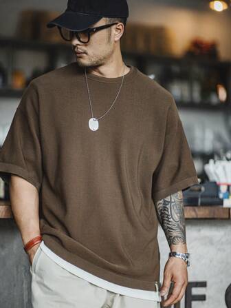 Men Lyocell Cooling Knitted T-Shirt Loose-Fit For Dailywear