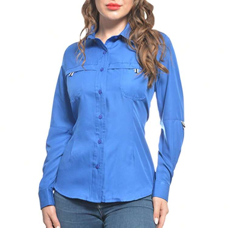 Prezenza Blusa Pescadora De Mujer Con Protección Uv 30+ - Azul - Añade 1