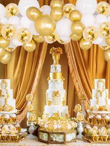 15 件金箔白色和金色乳胶气球，生日、毕业典礼、婚礼场地、活动拱门装饰 - 彩色 - 查看 5