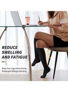 6 Pairs Copper Wellow Compression Socks Women Men Sports Socks Solid Color  Suitable For Running, Cycling, Hiking, Travel - Multicolor - View 4