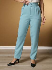 Women's Pants/Tailor Pants/Basic Pants/Elegant Pants/Skinny Pants/Blogger Pants/Fashion Pants - 薄荷藍 - 查看 3