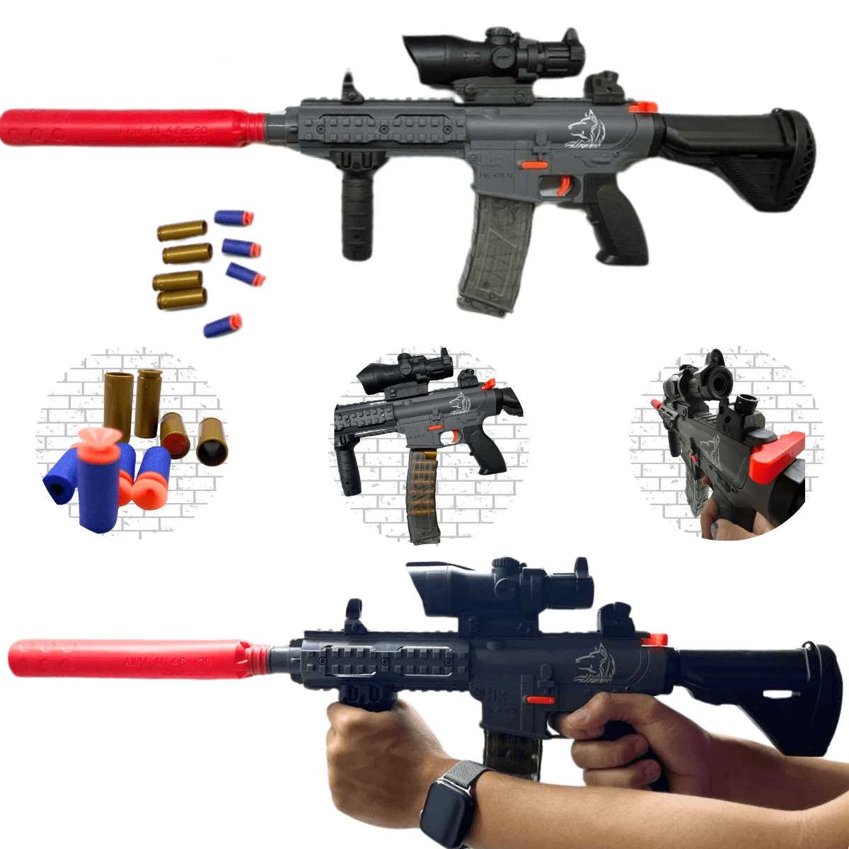 Toy Automatic Nerf Dart Launcher Rifle Machine Gun - Negro - Ver 1