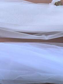 1pc Plain Color Sheer Long Dress Shawl, Detachable Brooch Or Cloak Style Wrap, Bridal Wedding Cape Fall Clothes For Women