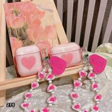 Funda Protectora Para Auriculares En Forma De Corazón Compatible Con La Funda De Airpods, A Prueba De Golpes Y Arañazos, Color Rosa