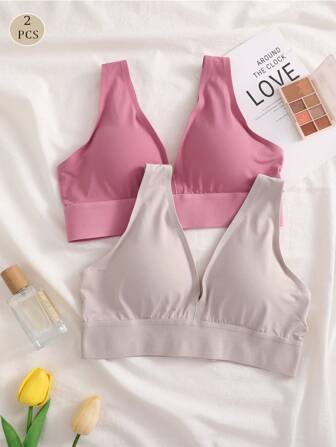 2pcs/Set Wireless & Seamless Comfortable Daily Bras For Women, Lingerie