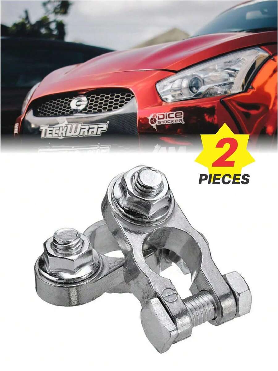 Abrazaderas de bateria de coche Terminales ajustables de aleación de Zinc antisarro conectores universales - Negro - Ver 1