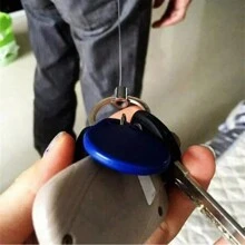 5pcs Retractable Steel Cord Pull Reel Keychains - Durable Spring Buckle Clasp With Wire Rope Design - Compact PC ID Card Holder With Recoil Function For Easy Storage - Multicolor - View 2