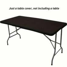 1 pièce de housse de table ajustée à moitié, nappe rectangulaire en polyester, options de couleurs multiples, ajustement élastique et ajusté, convient pour les tables pliantes de 4/6/8 pieds, lavable pour le pique-nique, le camping, l'intérieur et l'extérieur