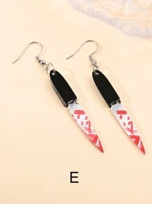 1 Pair Halloween Earrings Hammer Scissors Blood Knife Personalized Dark Style Earrings Women Exaggerated Punk Earrings Personalized - Multicolor - View 8