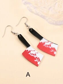 1 Pair Halloween Earrings Hammer Scissors Blood Knife Personalized Dark Style Earrings Women Exaggerated Punk Earrings Personalized - Multicolor - View 4