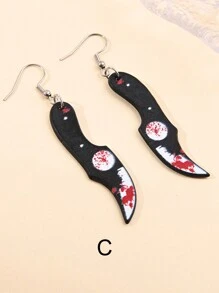 1 Pair Halloween Earrings Hammer Scissors Blood Knife Personalized Dark Style Earrings Women Exaggerated Punk Earrings Personalized - Multicolor - View 6