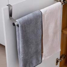 1pc/2pcs Stainless Steel Extendable Cabinet Towel Rack, Multi-Function Cabinet Towel Bar Holder Storage Rack - Silver - View 6