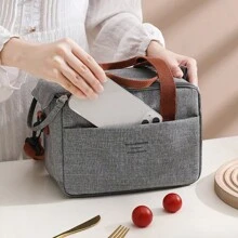 1pc Portable Tin Foil Insulation Lunch Bag For Women Men Girls Thermal Insulated Lunch Box Tote Cooler Handbag Waterproof Shoulder Bag Bento Pouch Office Food Storage Bags With Adjustable Shoulder Strap Gray Ice Bag Perfect For Office School Camping BBQWomanLunch Box BagLadiesSchool Supplies Stuff Accessories Bag For School School Accessories School Stuff