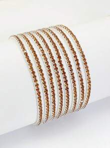 8pcs/10pcs/20pcs/30pcs Rhinestone Beaded Elastic Tennis Bracelet For Women, Fashionable & Versatile, Full Color Options - Elastic Bracelet - View 33