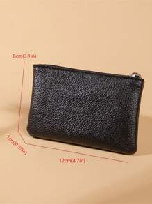 Ví Mini Unisex Da Mềm Dây Kéo Đựng Thẻ Ví Đựng Tiền Xu - màu đen - Xem 5