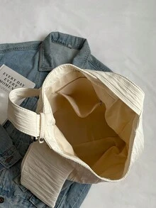 1pc Large Capacity Solid Color Travel Duffel Bag With Zipper Closure, Including A Small Square Crossbody Bag, Suitable For Women Casual Daily Use & Travel - White - View 5