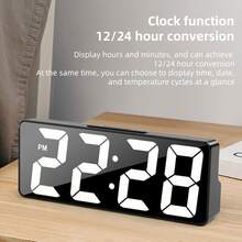 Minimalist LED Alarm Clock, Digital Electric Clock For Students, Plug-In And Dual-Powered, Voice Control And Temperature Display - Multicolor - View 2